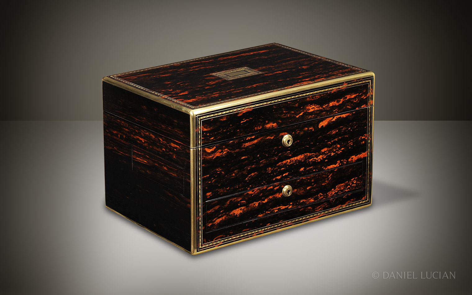 Coromandel Antique Jewellery Box with Drawers and Secret Floor Compartment