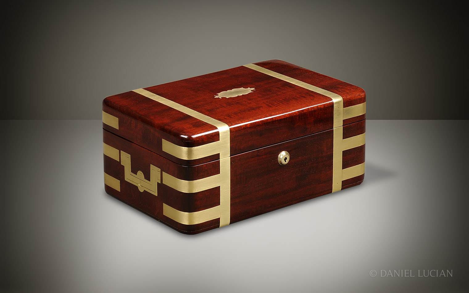 Antique Box in Mahogany with Brass Strapping