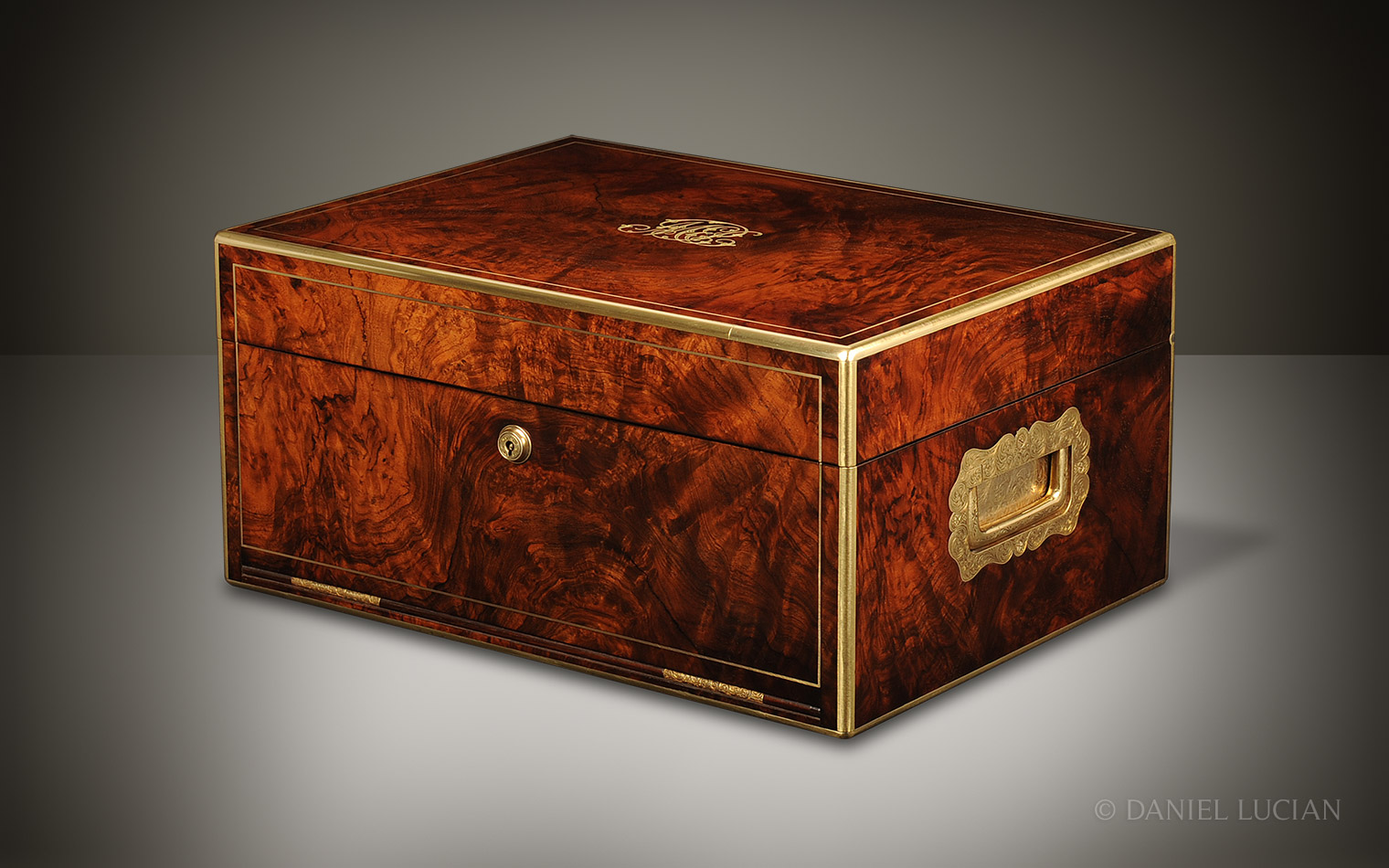 Walnut Antique Jewellery Box with Drop Front and Concealed Drawers