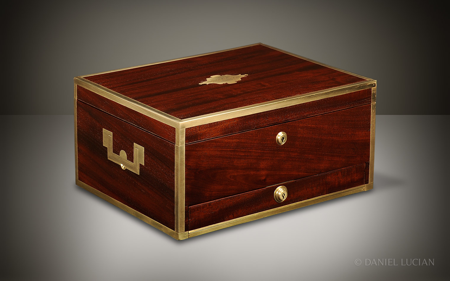 Mahogany Antique Box with Brass Edging