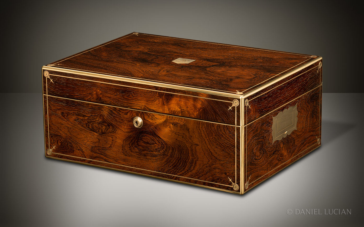 Antique Jewellery Box in Rosewood with Duke Insignia by Edwards