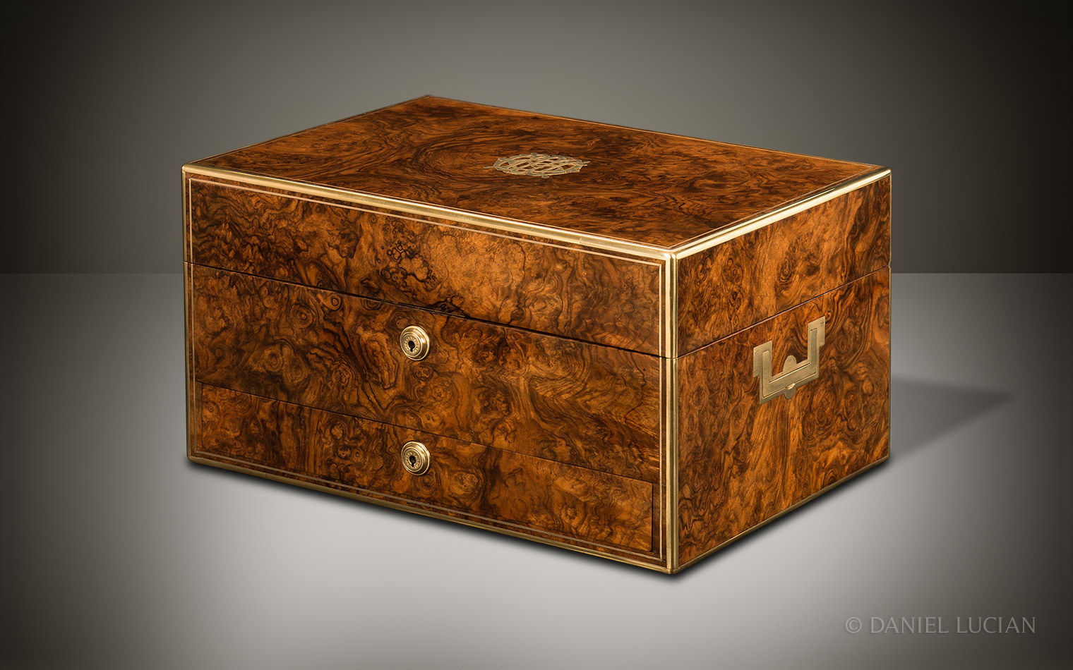 Antique Dressing Case in Burr Walnut with Silver-Gilt / Gold Fittings by Asprey & Sons