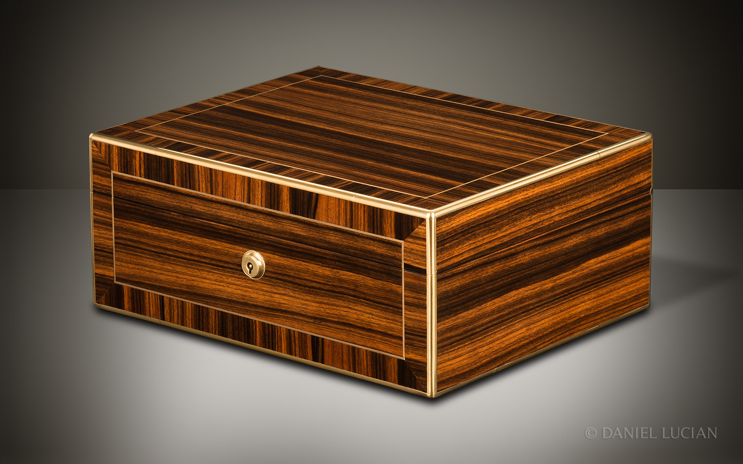 Antique Jewellery Box in Calamander Wood by Edwards