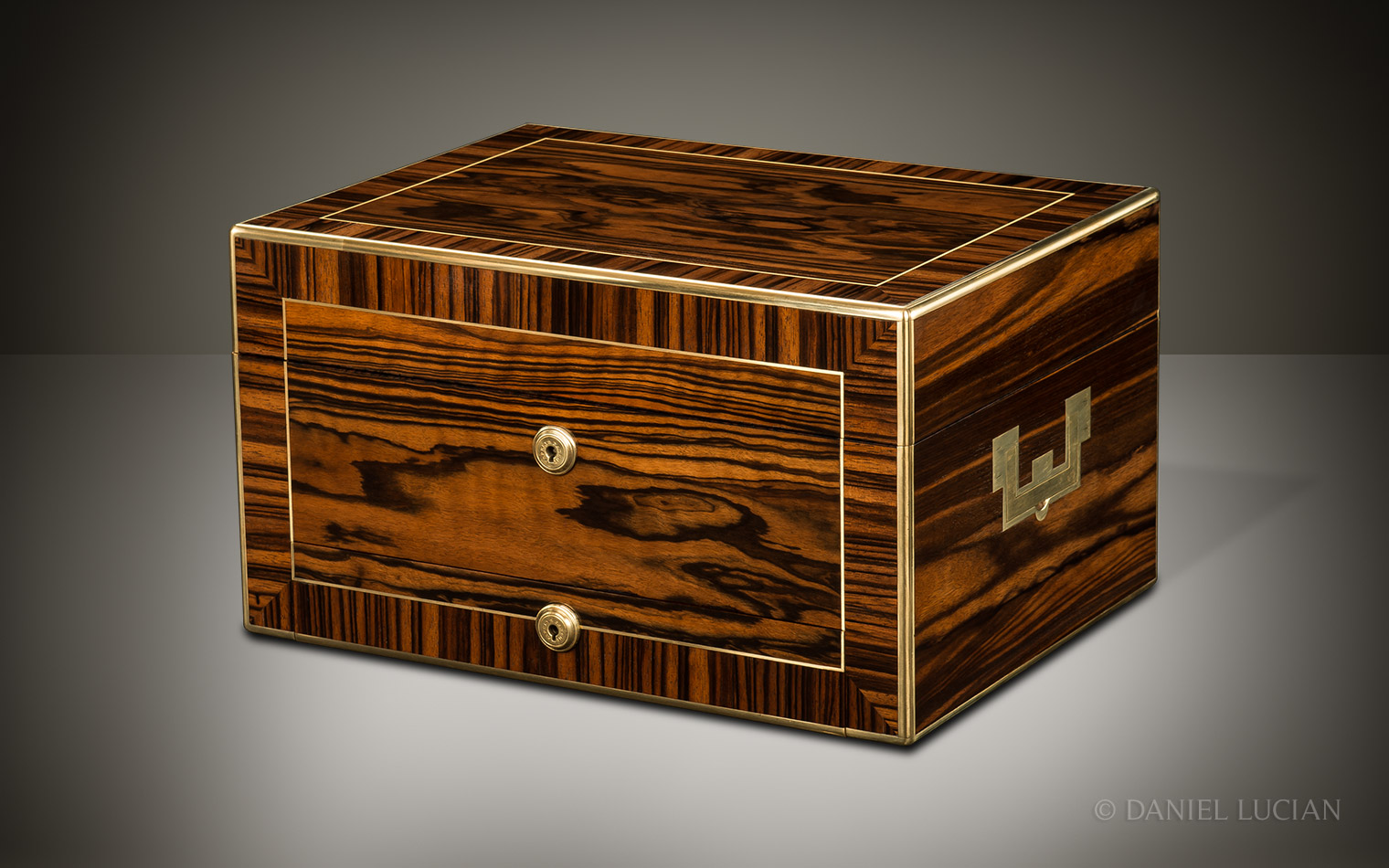 Antique Jewellery Box in Calamander with Removable Secret Compartments, by Asprey