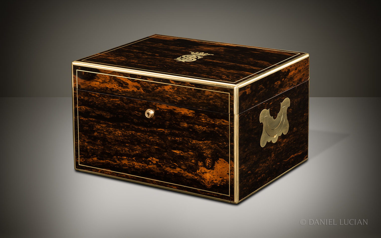 Antique Coromandel Jewellery Box with Two Drawers and Secret Floor Compartment, by Leuchars
