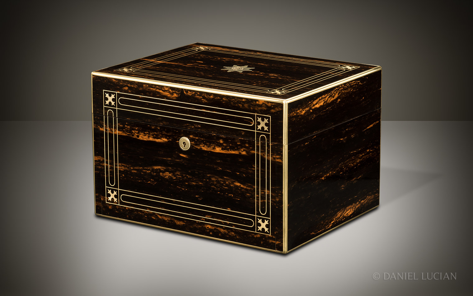 Antique Jewellery Box in Coromandel with Two Concealed Drawers, by John Farthing
