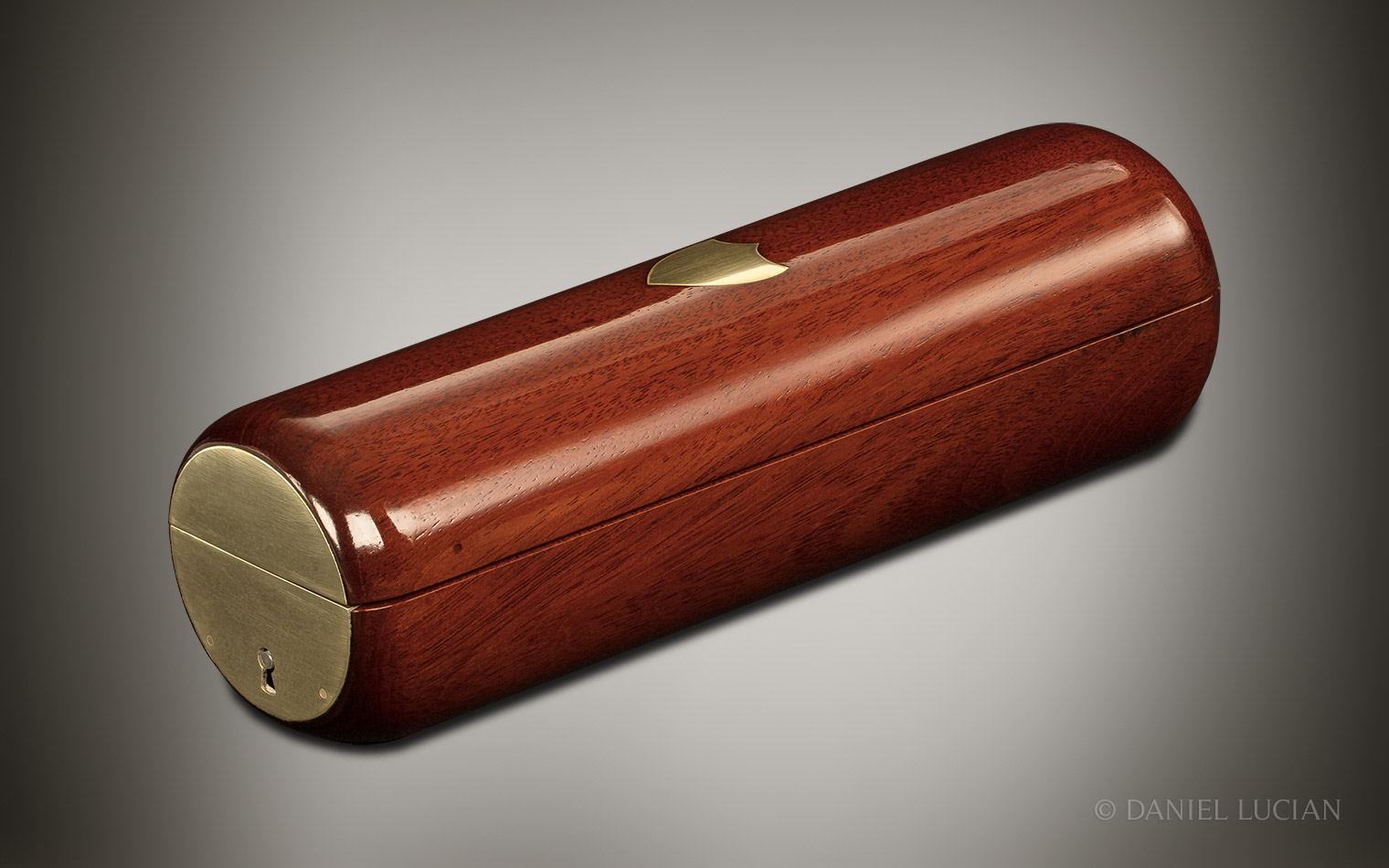 Miniature French Cylindrical Antique Jewellery Box in Cuban Mahogany