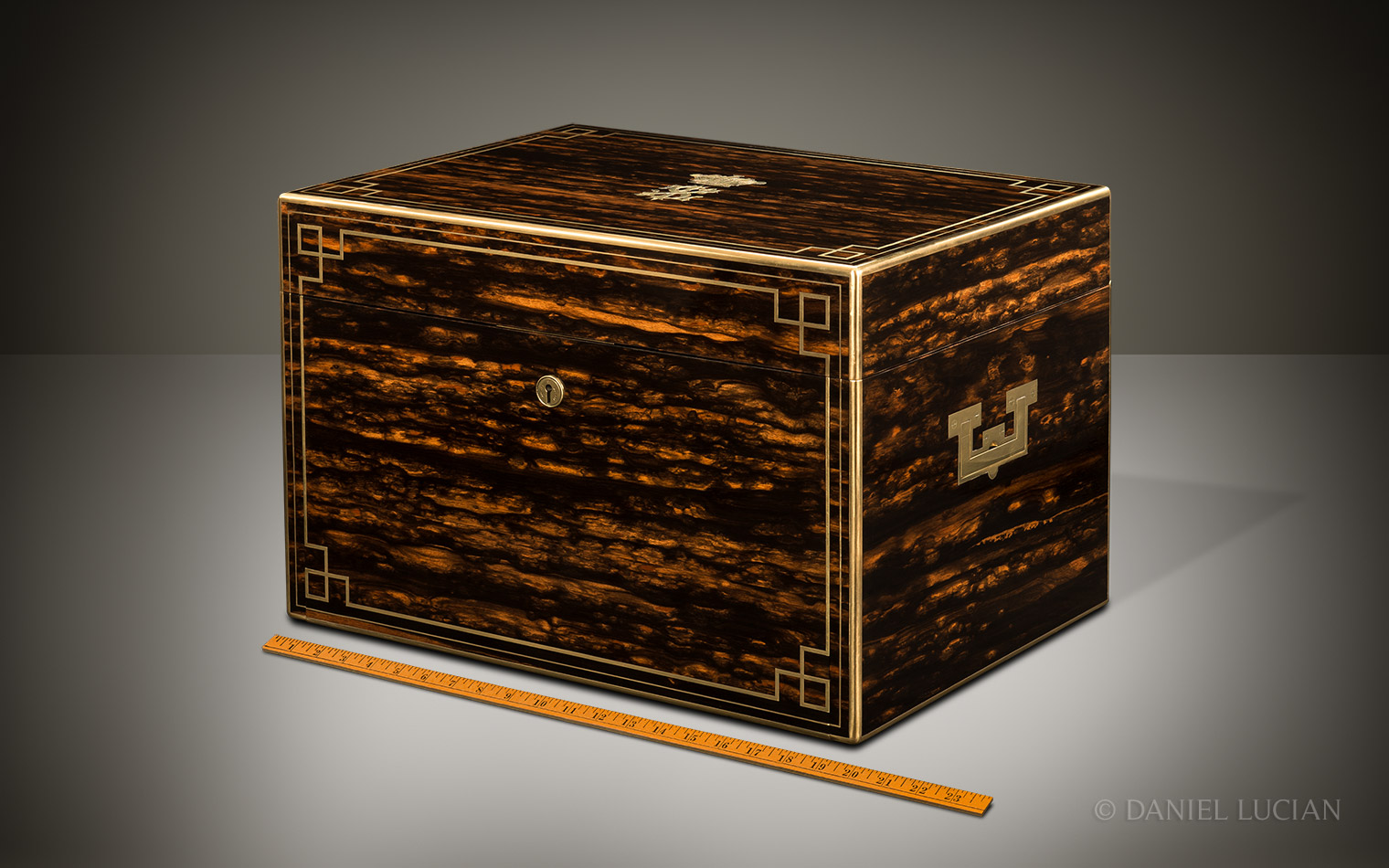 Extra Large Antique Jewellery Box in Coromandel with Concealed Drawers