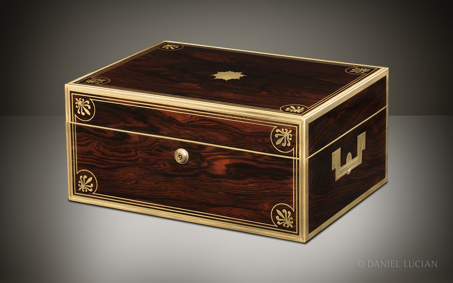 Antique Document and Jewellery Box in Rosewood, Attributed to David Edwards 