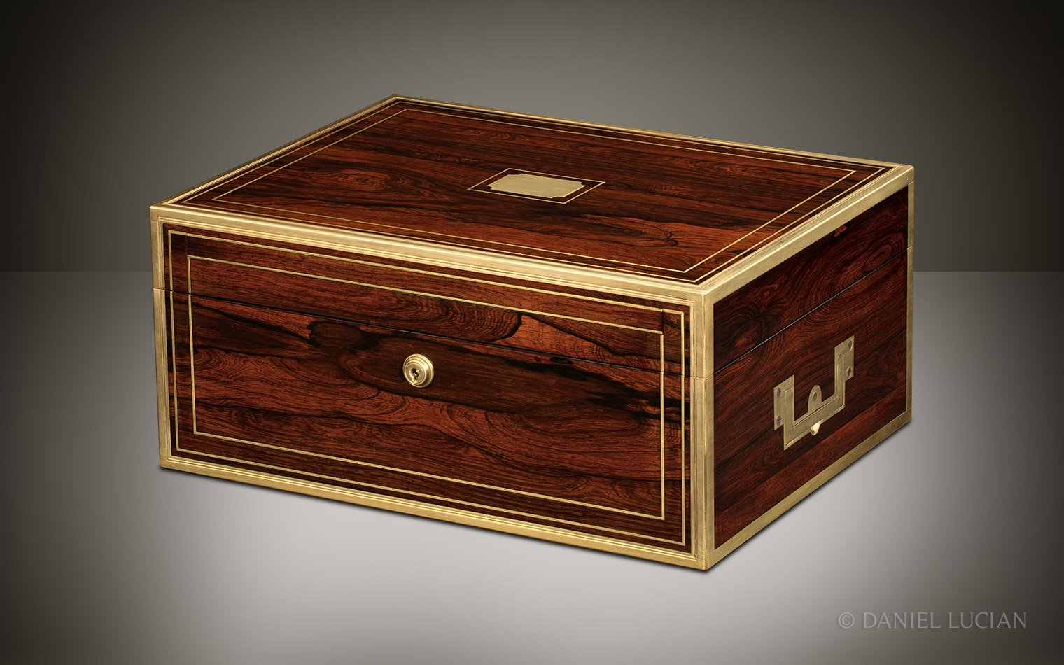 Antique Jewellery Box in Rosewood with Spring-Loaded Mirror Mechanism, by David Edwards