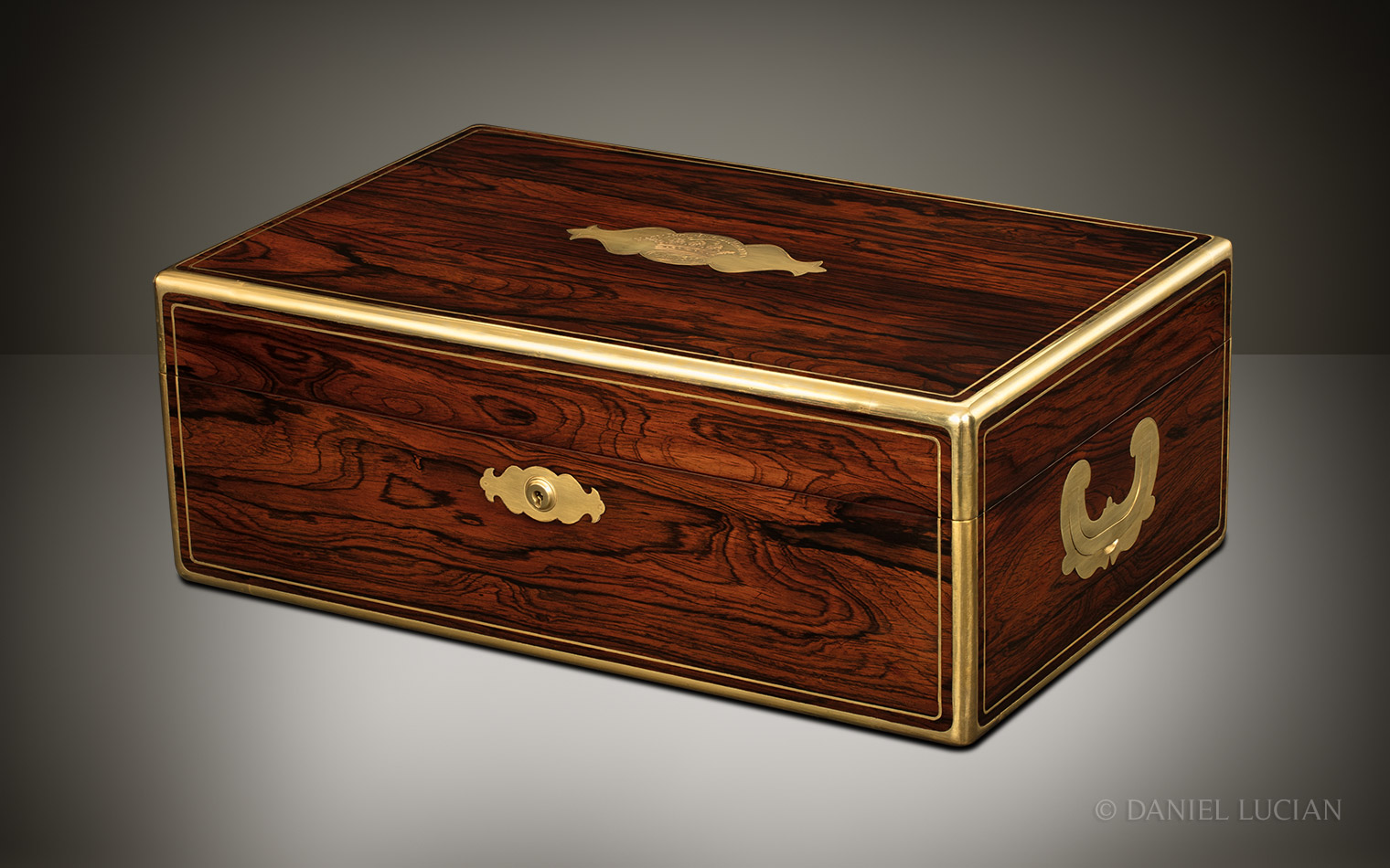 French Antique Jewellery Box in Rosewood Belonging to the Duke of Magenta