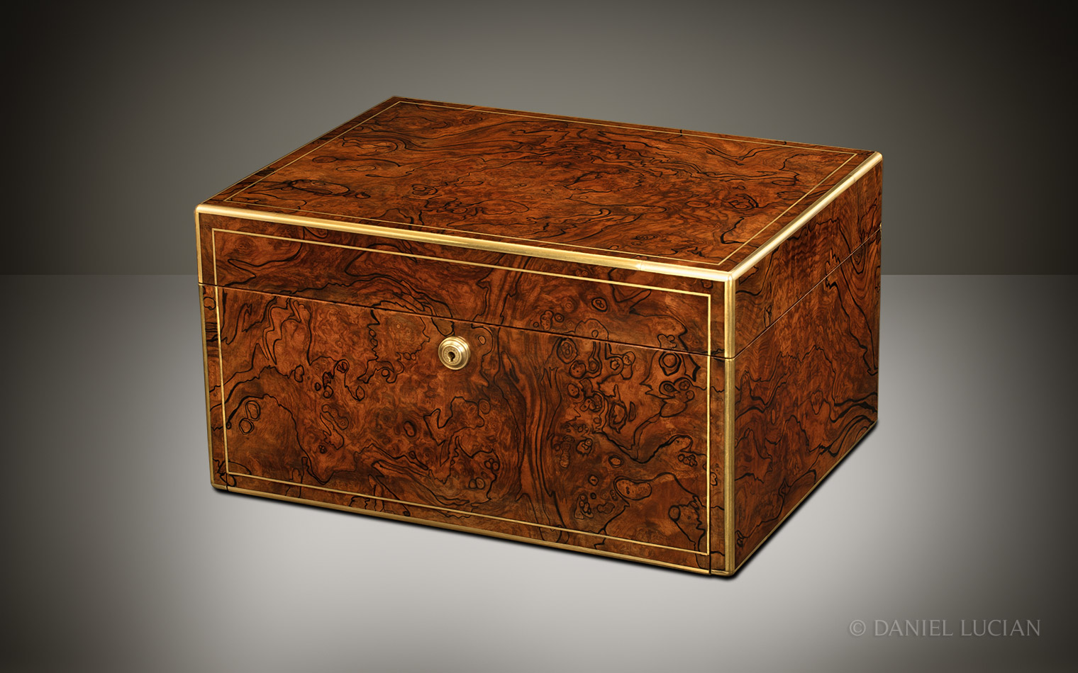 Antique Jewellery Box in Burr Walnut with Concealed Drawers, by Asprey