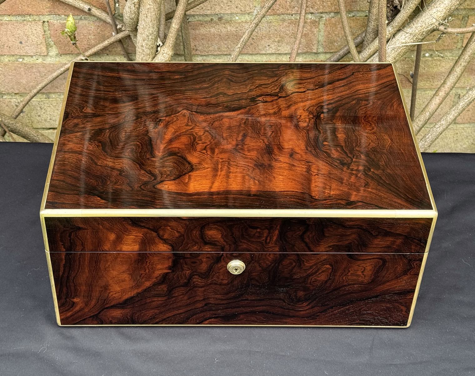 Large Antique Document & Jewellery Box in Rosewood by Edwards