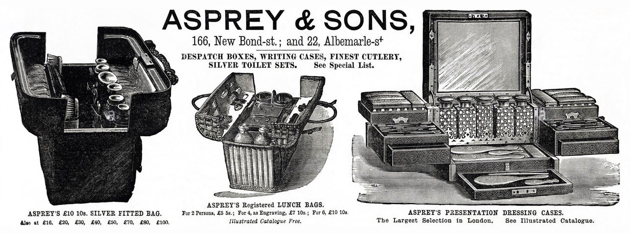 Asprey & Sons illustrated advertisement from 1887.