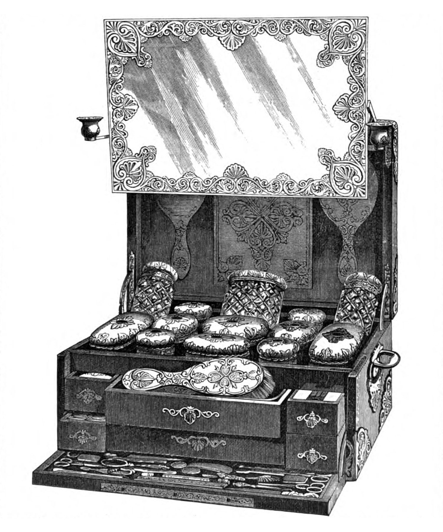 Illustration of an Asprey dressing case taken from The Art Journal Illustrated Catalogue of the International Exhibition, 1862.