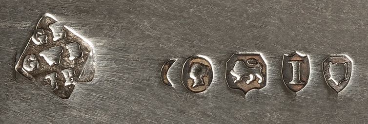 George Betjemann & Sons silver hallmark. The ‘GB’ refers to George Betjemann, the ‘GWB’ refers to George William Betjemann, and the ‘JB’ refers to John Betjemann.