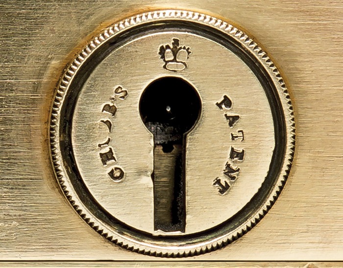Front view of a Chubb ‘Definitive’ Detector lock from 1849.