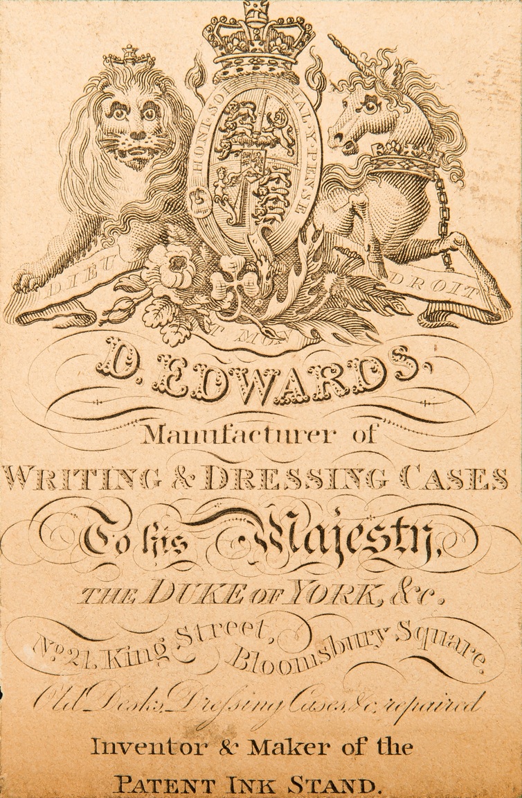 Paper manufacturer’s label belonging to David Edwards, from 1827.