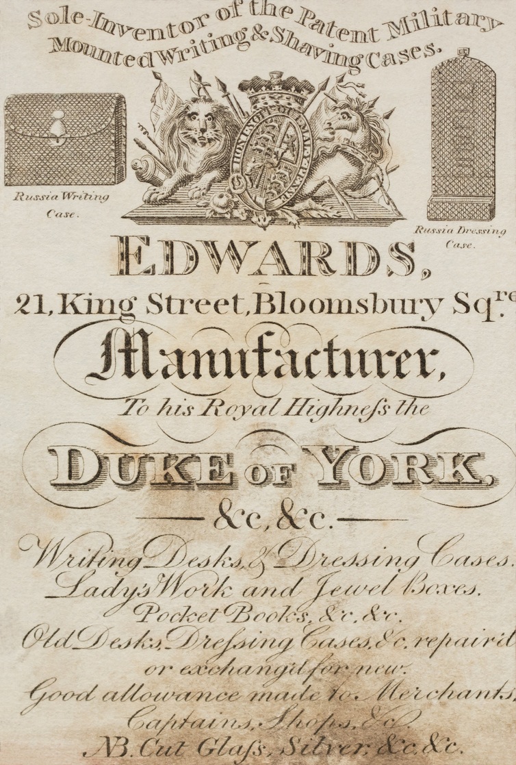 Edwards paper manufacturer’s label from c.1825.