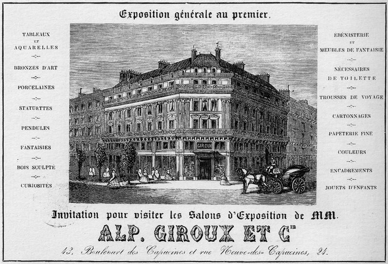 An Alphonse Giroux & Cie shop invitation card.