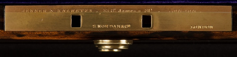 Lock plate engraved with, ‘Jenner & Knewstub – 33 St James’s St – London’.
