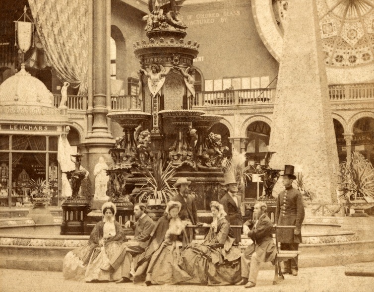 Leuchars’ display stand (to the left) at the International Exhibition of 1862.