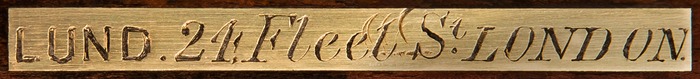 William Lund engraved brass manufacturer’s plate.