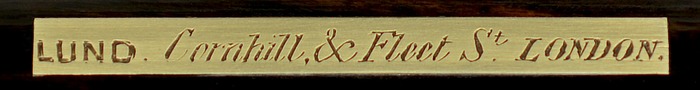 William Lund engraved brass manufacturer’s plate.