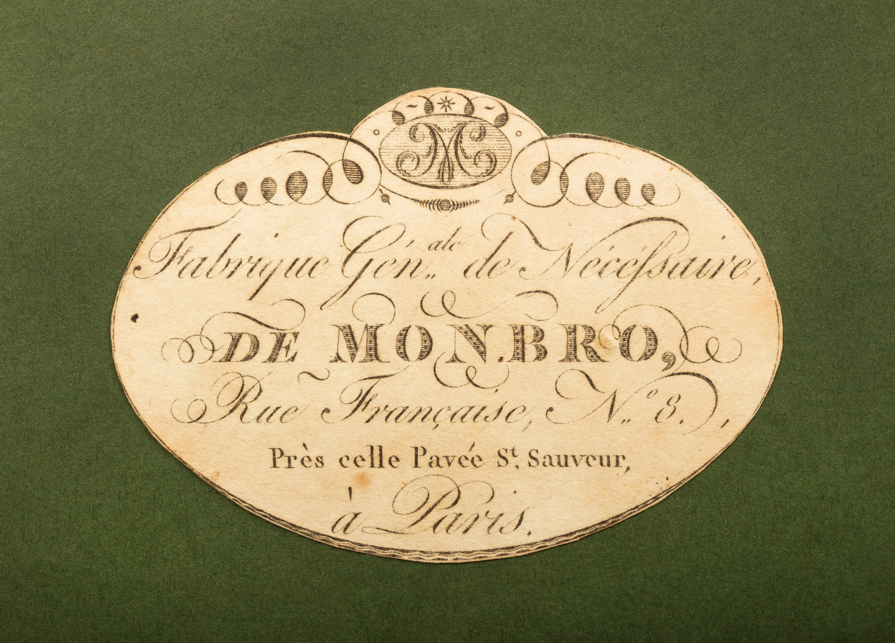 Paper manufacturer’s label belonging to Georges Monbro, from 1806.