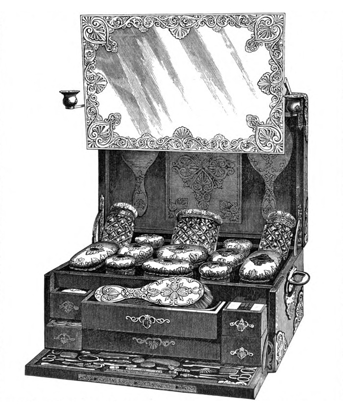 Asprey dressing case exhibited at the International Exhibition of 1862; taken from ‘Masterpieces of Industrial Art & Sculpture at the International Exhibition, 1862’ by J.B Waring.