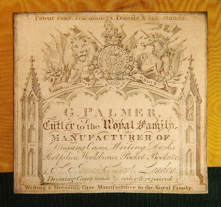 Paper manufacturer's label belonging to George Palmer c.1830.