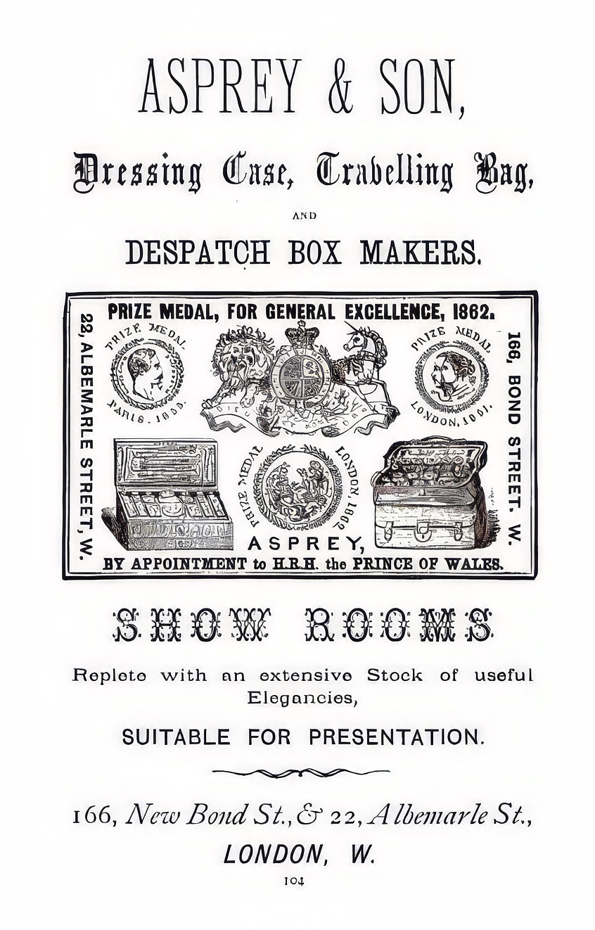 Asprey illustrated advertisement from c. 1870.