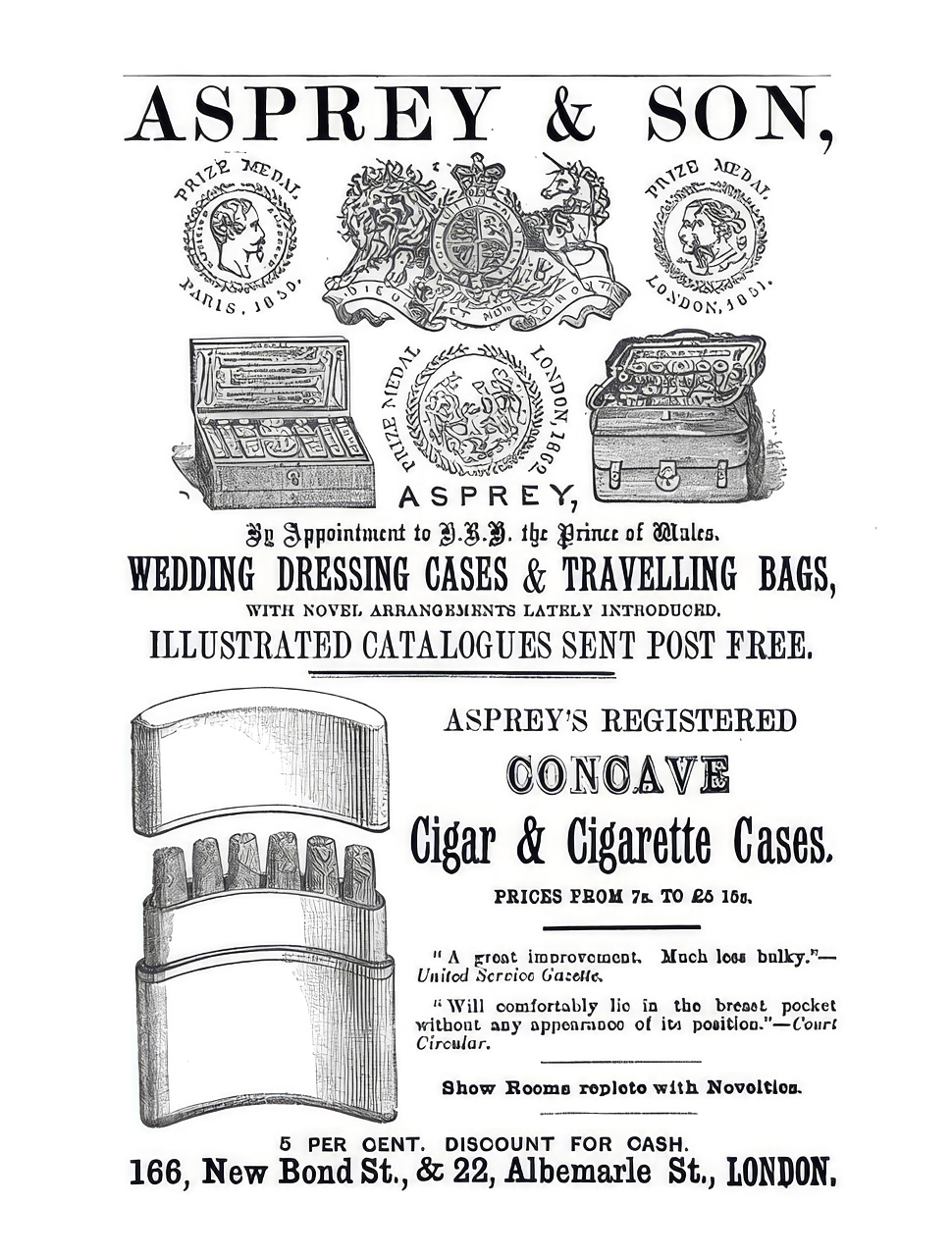 Asprey illustrated advertisement from c. 1880.