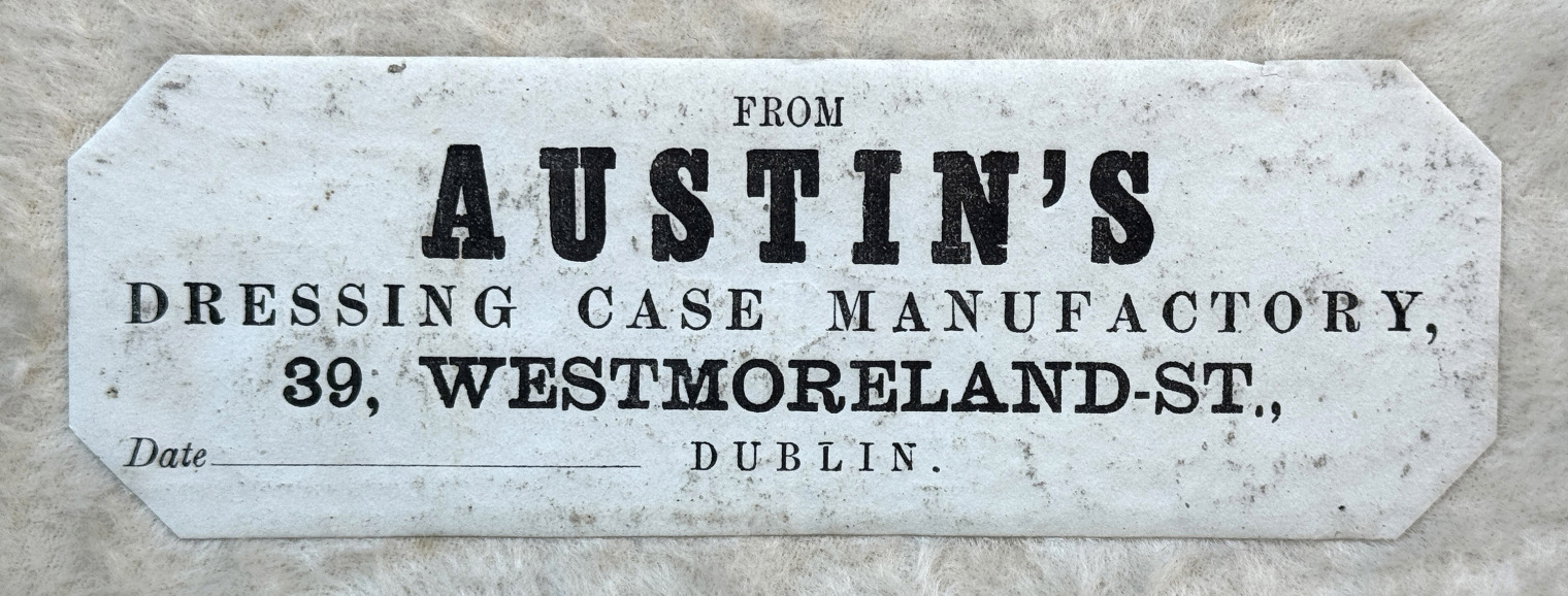 Paper manufacturer's label belonging to Thomas & George Austin of 39 Westmoreland Street, Dublin.