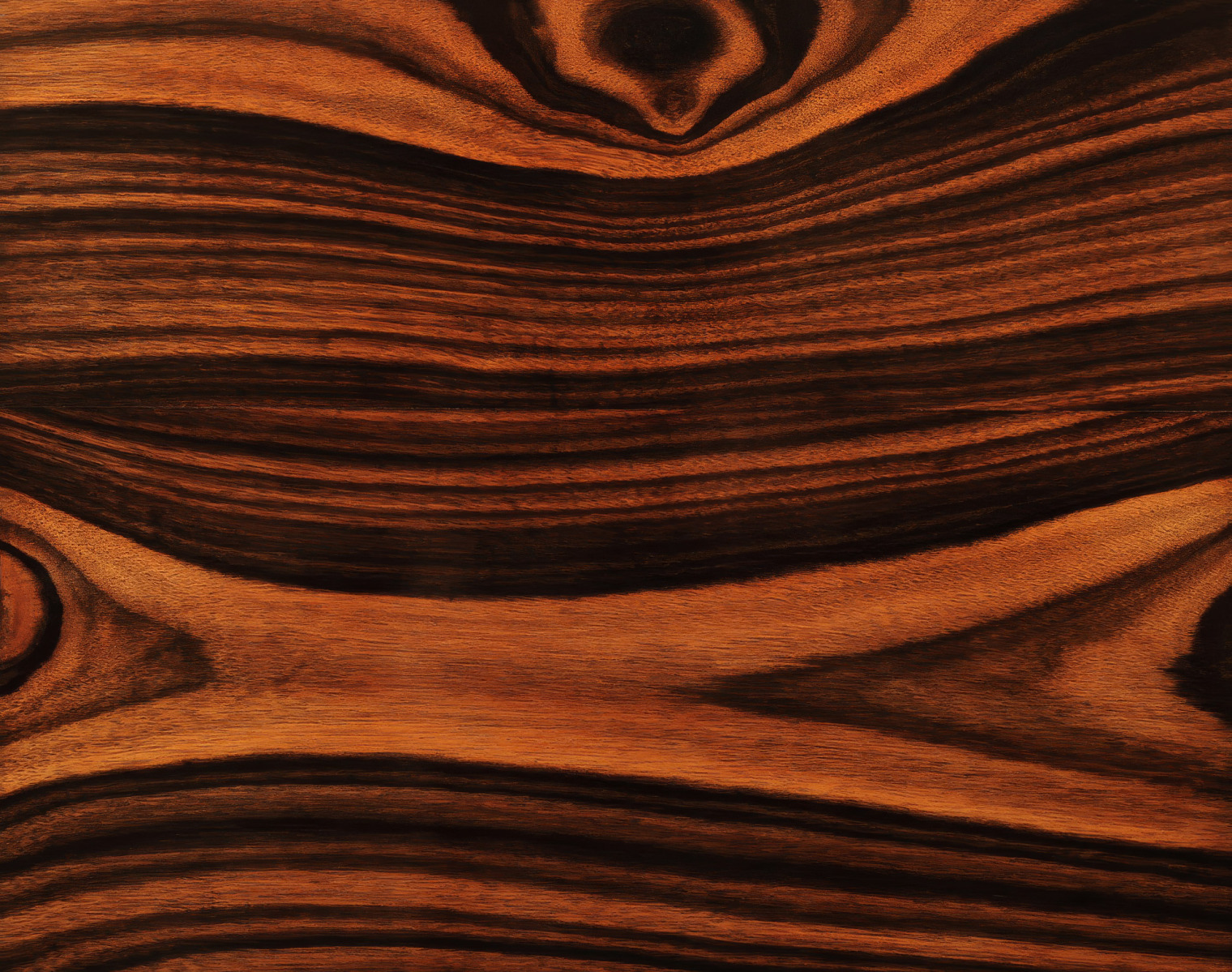 Close-up of figured calamander veneer from a jewellery box attributed to Edwards.
