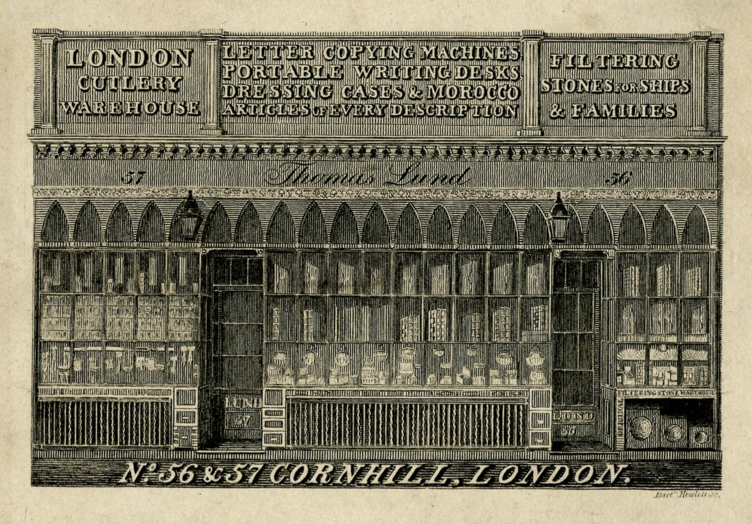Thomas Lund trade card from c. 1815